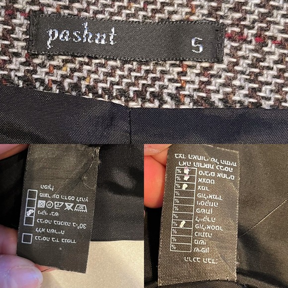 PASHUT Wool A-Line Skirt Herringbone Knee Length Pleated Gray Academia Israel - Picture 8 of 10